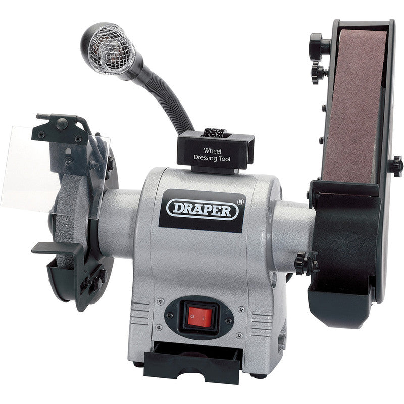 Draper 370W 150mm Bench Grinder with Sanding Belt and Worklight 230V