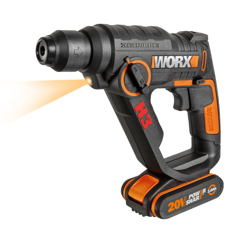 Worx 20V 3 in 1 Cordless SDS Rotary Hammer Drill 1 x 2.0Ah