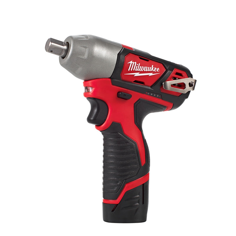 Milwaukee M12 BIW12-202C Sub Compact 1/2" Impact Wrench with Pin Detent 2 x 2.0Ah