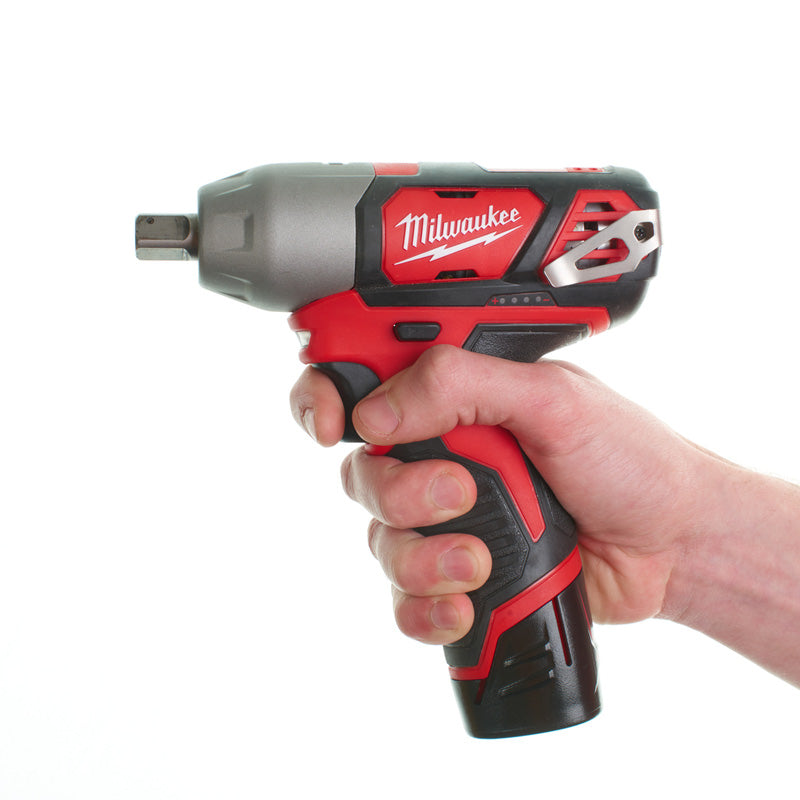 Milwaukee M12 BIW12-202C Sub Compact 1/2" Impact Wrench with Pin Detent 2 x 2.0Ah