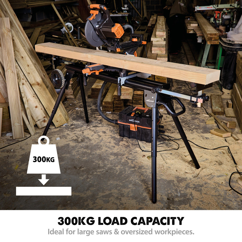 Evolution Compact Folding Mitre Saw Stand Plus with Extendable Arms