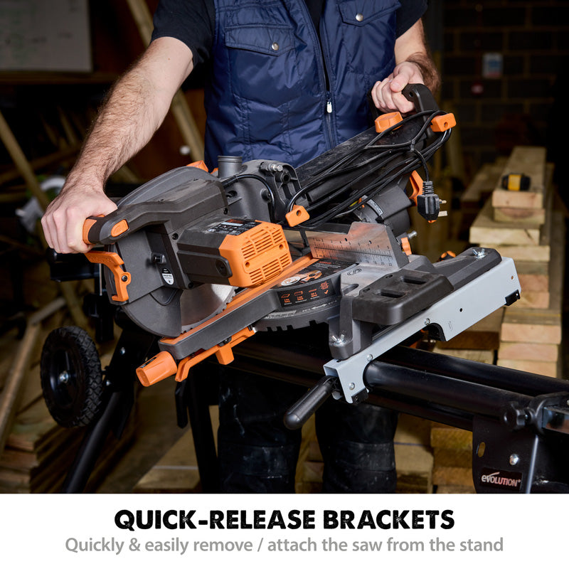 Evolution Compact Folding Mitre Saw Stand Plus with Extendable Arms