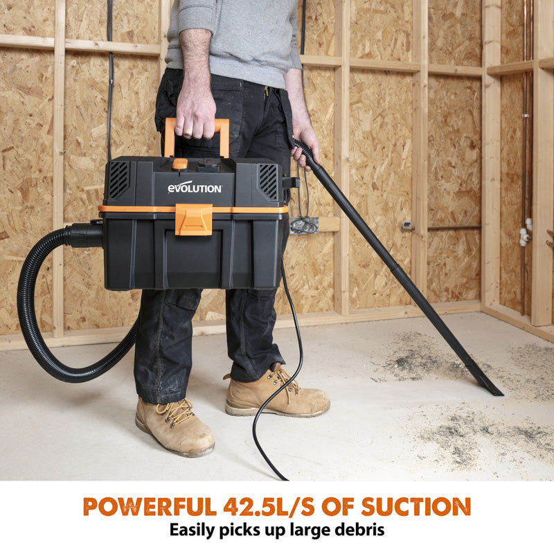 Evolution R15VAC 15L Wet & Dry Vacuum Cleaner With 1700W Power Take Off 230V