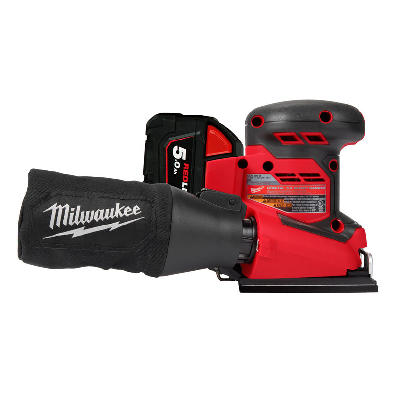 Milwaukee M18 BQSS-502B Quarter Sheet Sander 2 x 5.0Ah
