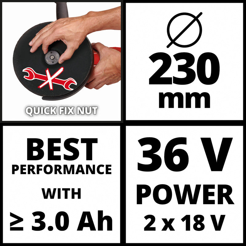 Einhell PXC 36V (2 x 18V) 230mm Cordless Brushless Angle Grinder Body Only
