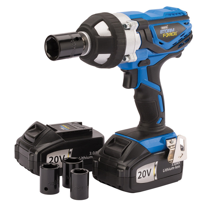 Draper Storm Force 20V Cordless Impact Wrench, 1/2" Sq. Drive 2 x 3.0Ah