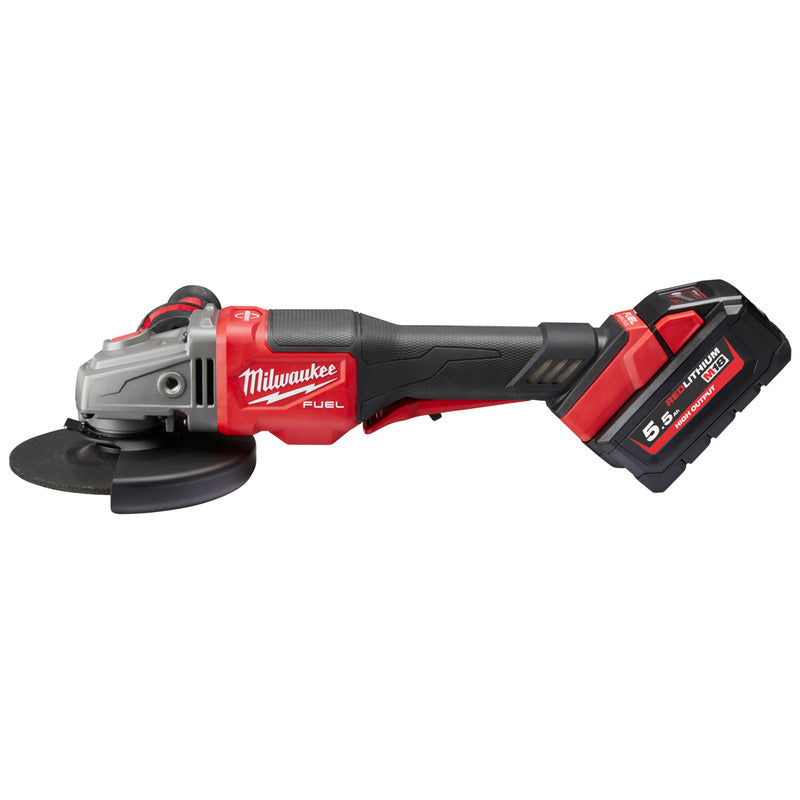Milwaukee M18 FHSAG125XPDB-552X FUEL 125mm Braking High Performance Angle Grinder with Paddle Switch 2 x 5.5Ah