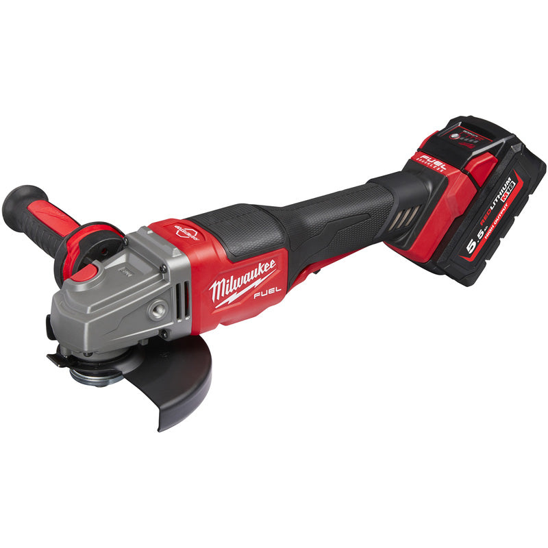 Milwaukee M18 FHSAG125XPDB-552X FUEL 125mm Braking High Performance Angle Grinder with Paddle Switch 2 x 5.5Ah