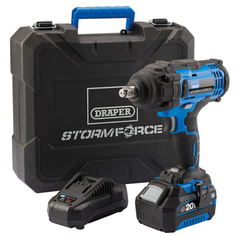 Draper Storm Force 20V Mid-Torque Impact Wrench, 1/2", 400Nm 1 x 4.0Ah