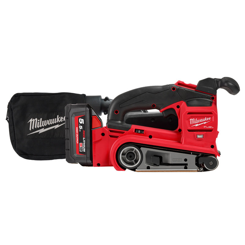 Milwaukee M18 FBTS75-552X FUEL Belt Sander 75mm 2 x 5.5Ah